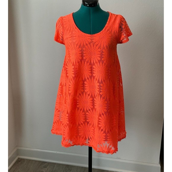 KIMCHI Blue Urban Outfitters Dress Daisy Lace Floral Lined Size‎ Small - Picture 1 of 8